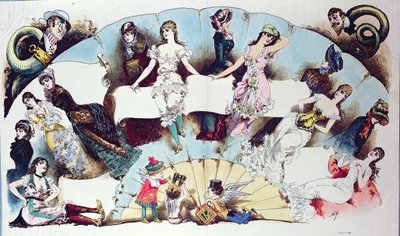 La Vie Parisienneの女性の下着に関する記事のレイアウトイラスト、c.1870 作： French School