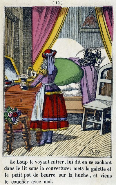 Le Chaperon Rouge dans la chambre du loup - in the "The Little Red Riding Hood", ed.Pellerin, Epinal, n.d. 19日。 作： French School