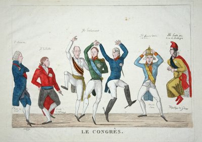 Le Congres, pub.1814年（手彩色の彫刻 作： French School