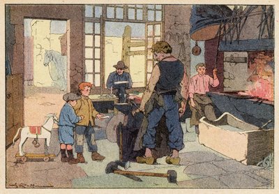 Le Forgeron, The Smith（カラーリトグラフ 作： French School