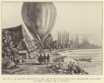 土嚢を積んだジャン・バート号は、1870年11月9日の夜、セーヌ河畔のホイルトービルで 作： French School