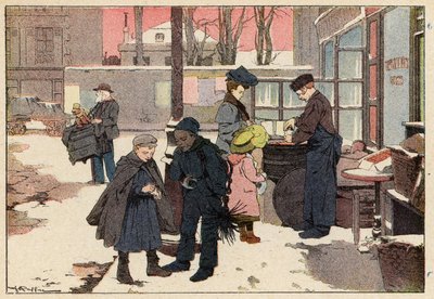 Le Marchand De Marrons, The Chestnut Seller (カラーリトグラフ) 作： French School