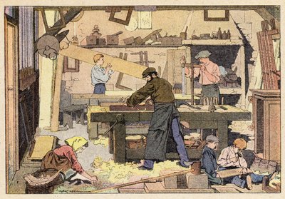 Le Menuisier」「The Joiner」（カラーリトグラフ 作： French School