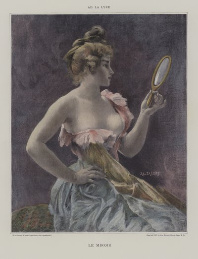 Le Miroir (The Mirror) (カラーリトグラフ) 作： French School
