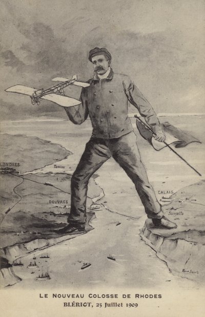 The New Colossus Of Rhodes, Bleriot, 25 July 1909 (litho) 作： French School