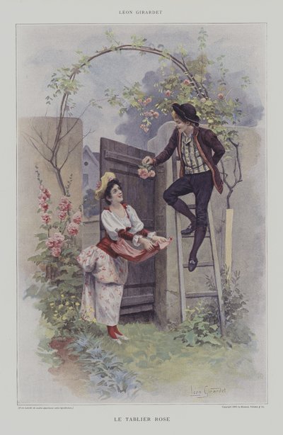 Le Tablier Rose (The Pink Apron) (カラーリトグラフ) 作： French School
