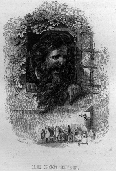Le bon dieu Chanson de Beranger in "Oeuvres completes" (1834) by Pierre Jean de Beranger (1780-1857) フランスの詩人、作詞家。 作： French School