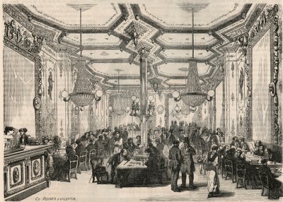 19世紀のパリのカフェ・ピエロン - Edmond Texier 1852年の "Tableau-de-Paris "に掲載された版画。 作： French School