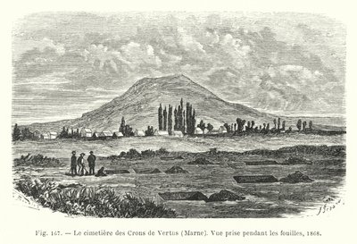 マルヌ地方のクロン・ド・ヴェルトゥス墓地、発掘時の写真 作： French School