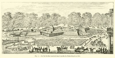 1651年にパレロイヤルの庭園に建てられた王の砦 作： French School