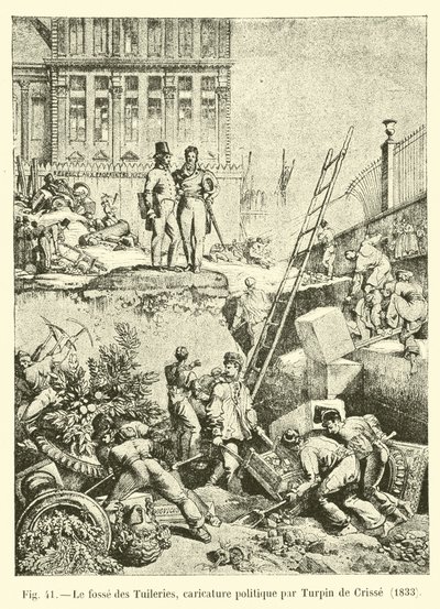 チュイルリーの落とし穴、ターピンデクリス作の政治風刺画、1833 作： French School