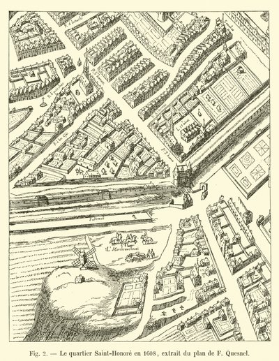 1608年のサントノーレ地区、Fケスネルの計画からの抜粋 作： French School