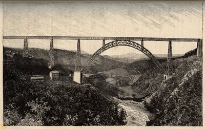 ガラビットの高架橋 - カンタル - オーヴェルニュ＝ローヌ＝アルプ - "PATRIE" の刻印 - DESCRIPTION PACUREQUIREQUE DE LA FRANCE EN 6 VOLUES BY LUCIEN HUARD - 19世紀末 作： French School