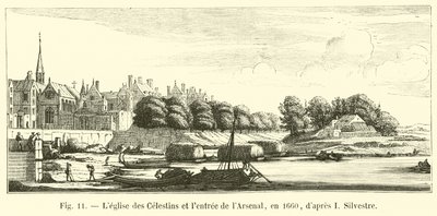 シルベストル後の1660年のセレスティン教会とアーセナルの窓 作： French School