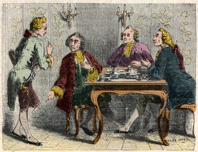 18世紀のパリのプロコペ喫茶のジュムールたち - エドモンド・テクシエ1852年の「パリの表」に掲載された版画 作： French School