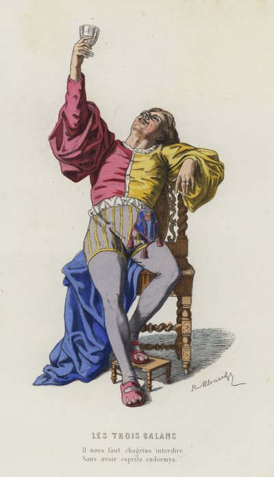 レ・トロワ・ガラン（彩色画 作： French School