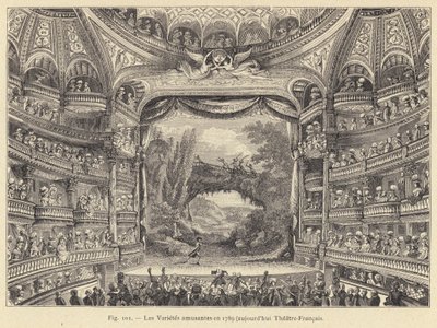 1789年の "Les Varietes amusantes"（現在のフランセ劇場）（エングレービング 作： French School