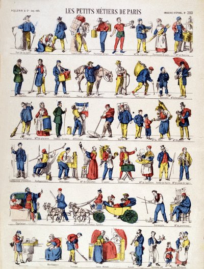 Les petits metiers de Paris、19世紀のエピナルのイメージ（エングレービング 作： French School