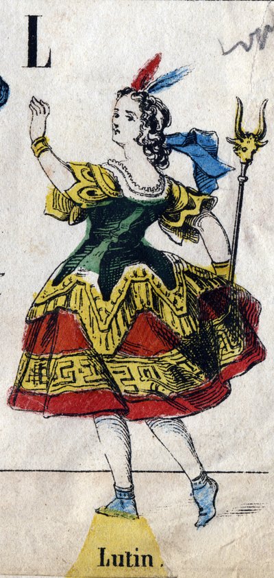 Letter L: Leprechaun.アルファベットマスカレード "の刻印。エピナルの新しいイメージング。印刷-リトグラフ Pinot et Sagaire, editors, Epinal, second of the 19th century .プレートNá 491には25個のイルミネーション付きの文字が描かれています。寸法：40,5x28cm 作： French School
