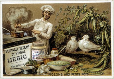リービッヒのレシピ：鳩と豆の炒め物 - Chromo. 作： French School