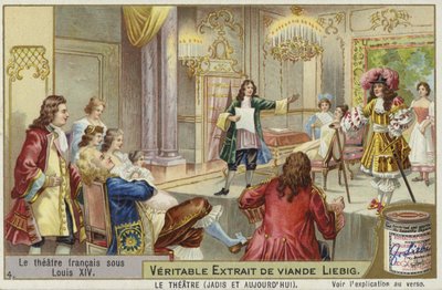 ルイ14世の治世中にフランスの劇場をフィーチャーしたリービッヒカード 作： French School