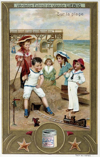 リービッヒの色版画シリーズ "ビーチ・ゲーム "の子供たち sd.19世紀 作： French School