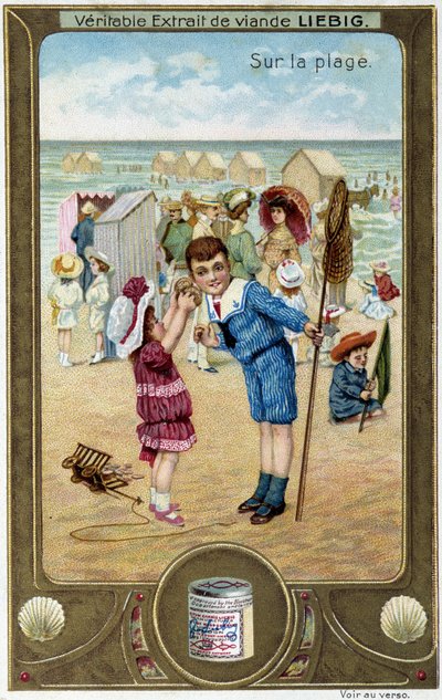リービッヒ・クロモリトグラフィー・シリーズ "ビーチ・ゲーム "の子供たち。19世紀 作： French School