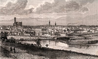 リモージュ-オート・ヴィエンヌ-V.A.マルト・ブラウン著「La France illustree: Geography, history, statistical administration」に掲載された彫刻。1884 作： French School