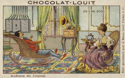 2000年に蓄音機を介してニュースを聞く 作： French School