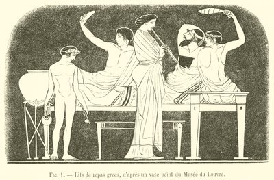 ギリシャの食事用ベッド（彫刻 作： French School