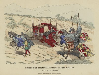 14世紀または15世紀の家臣を伴う貴族のくず 作： French School