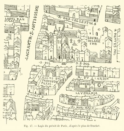 Truchetの地図にあるLogis du prevot de Paris 作： French School