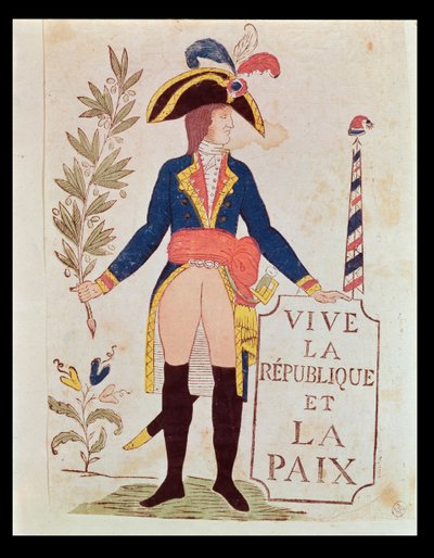 共和制と平和を長生きさせる、1795-99年（色の木版画） 作： French School