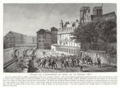 1831年2月15日、パリの大司教の宮殿の略奪 作： French School