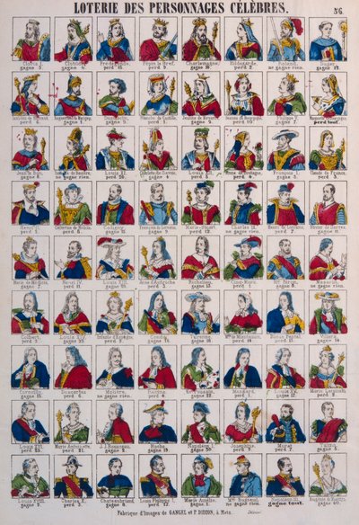 有名人の宝くじ、Gangel＆P. Didion、メッツ発行、1870年頃 作： French School