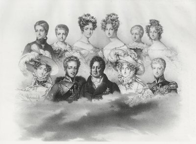 1830年、ルイ・フィリップ1世とその家族（エングレービング 作： French School