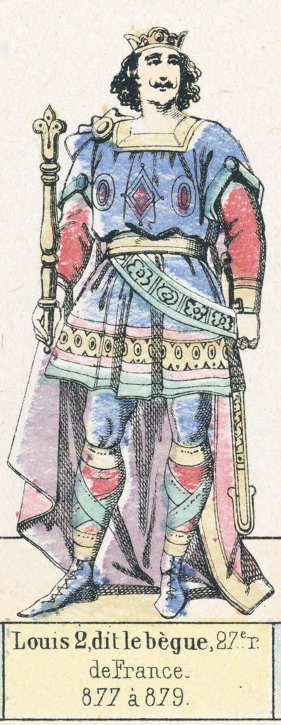 第27代フランス国王ルイ2世（le begue）877年から879年（彩色済み彫刻 作： French School