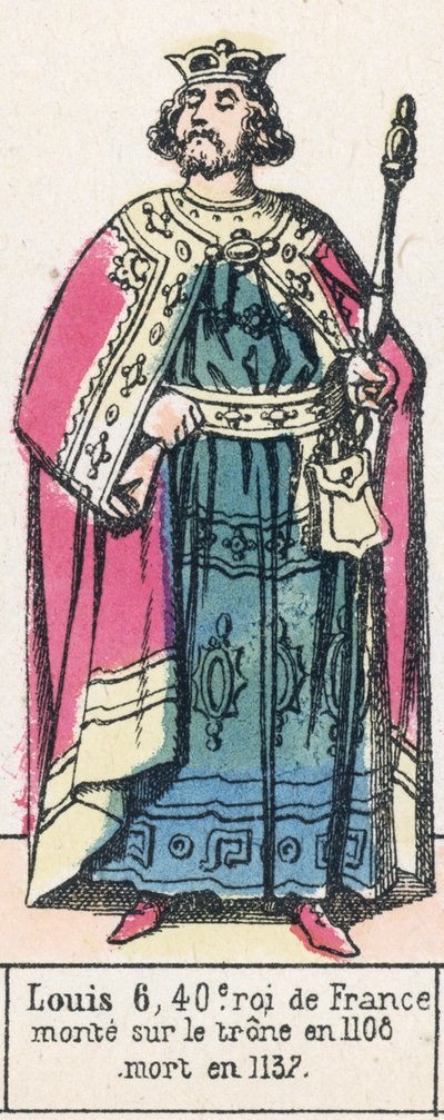ルイ6世、第40代フランス王、1108年に即位、1137年に死去（彩色済み彫刻 作： French School