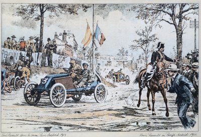 1903年のパリからマドリードへのレースで戦ったルイルノー、1903年頃 作： French School