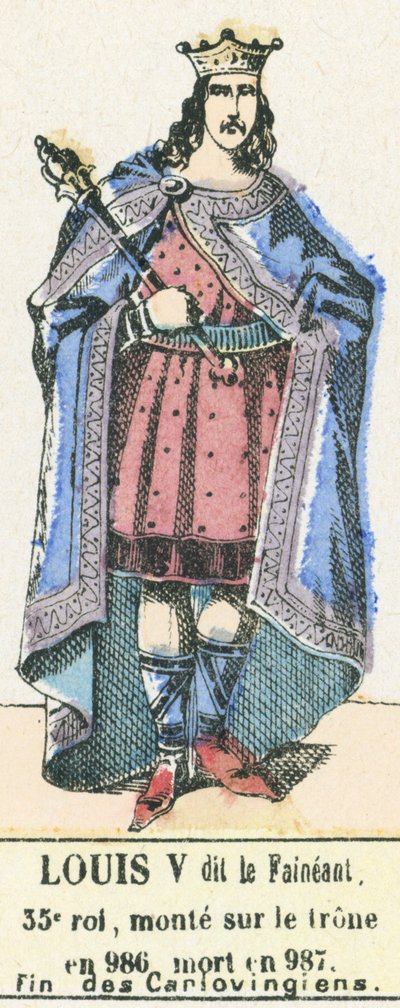 第35代王ルイ5世、986年に即位、987年に死去、「カルロビンジアンの終焉」（彩色された彫刻作品 作： French School