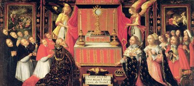 ルイ13世（1601-43）オーストリアのアン（1601-66）スペインのインファンタとガストンドフランス（1608-60）聖餐式の前のオルレアン公 作： French School