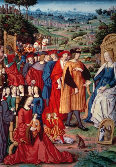 ルイ12世、アンボワーズの枢機卿ジョルジュ（1462-1515）、ブルターニュのアンとフランスのクロード、ペトラルカの救済と幸運、1503年 作： French School