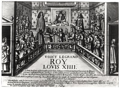 Louis XIV（1638-1715）正義の管理（木版画）（bw写真） 作： French School