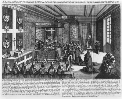 1715年9月1日、ヴェルサイユの死の床にあるルイ14世（1638〜1715） 作： French School