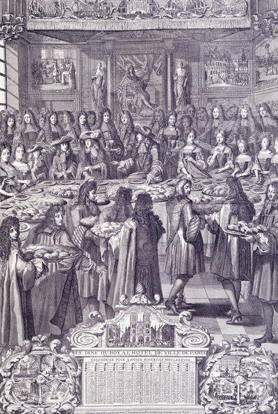 ルイ14世、民衆への愛と喜び、アルマナックの版画 作： French School