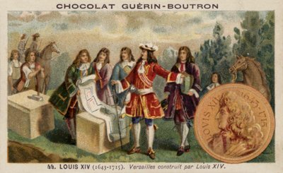 ヴェルサイユ宮殿の建設を監督するフランスのルイ14世（クロモリト 作： French School
