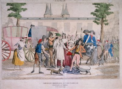 ルイ 16 世とその家族が神殿に向かった 作： French School