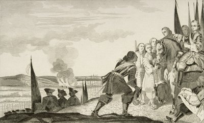 1840年に出版された1840年の彫刻（彫刻）、1745年のフォンテノイの戦いでのルイ15世（1710-74） 作： French School