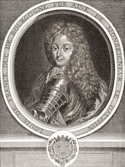 ルイ・ド・フランス、フランスの息子、ブルゴーニュ公、1682年1712年。フランスのドーフィン、ルイの長男であり、ル・プティ・ドーフィンとして知られている。 Les Heures Libresから1908年に発行されました。 作： French School