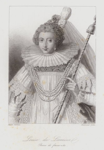 フランス国王アンリ3世の妃殿下、ルイーズ・オブ・ロレーヌ（銅版画 作： French School